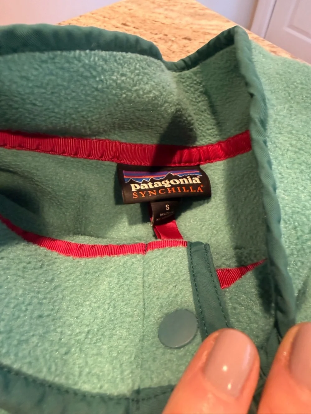 Patagonia Two-Tone Fleece Pullover Vest - Teal & Lime - Picture 4 of 4